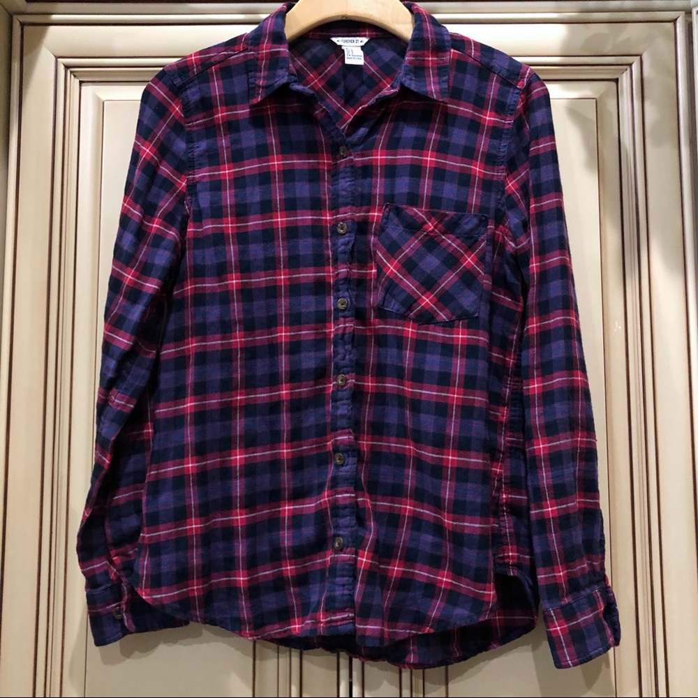 Forever 21 Blue Red Flannel S